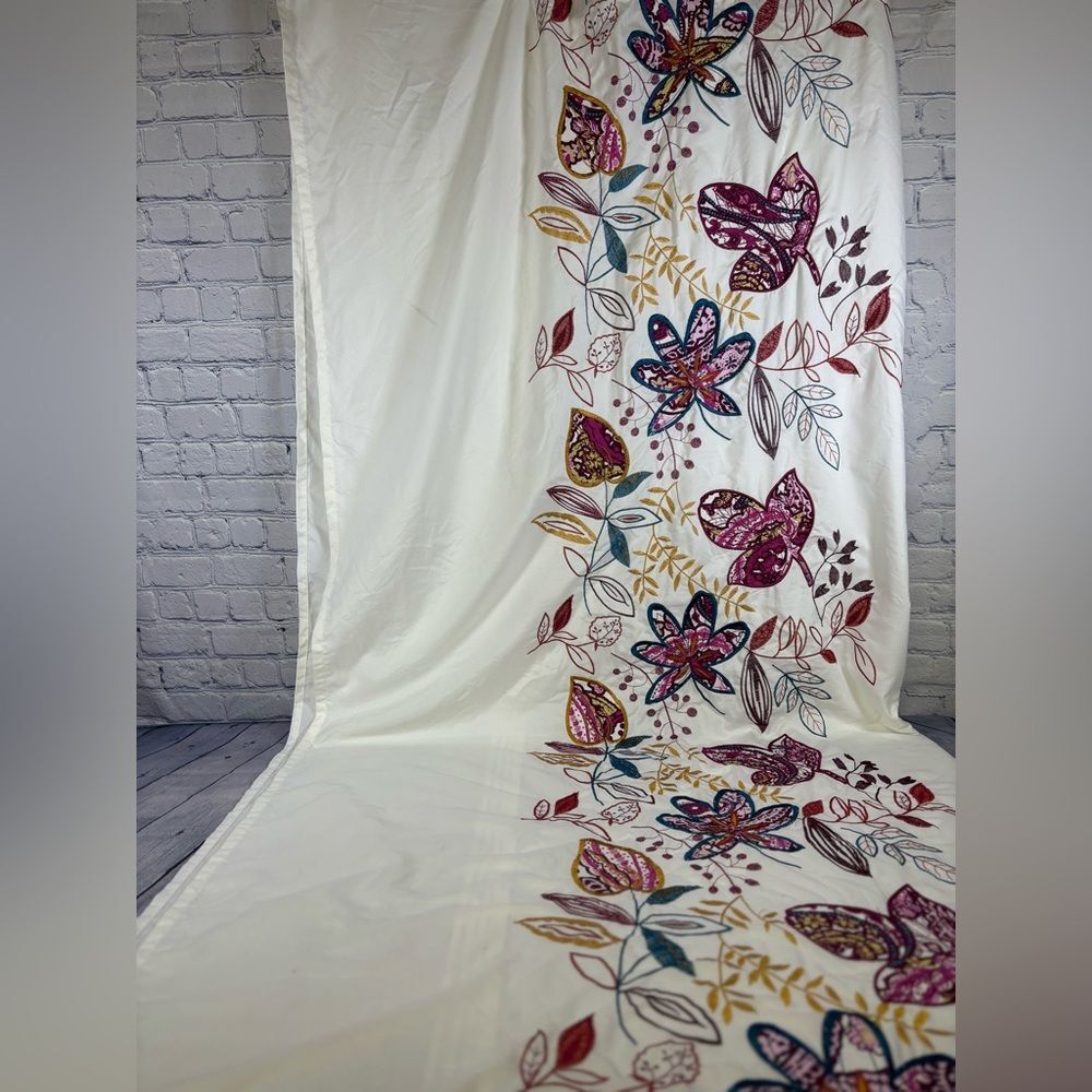 Bacova Molly Blue Purple Embroidered Garden Floral Boho Cottage Shower Curtain
